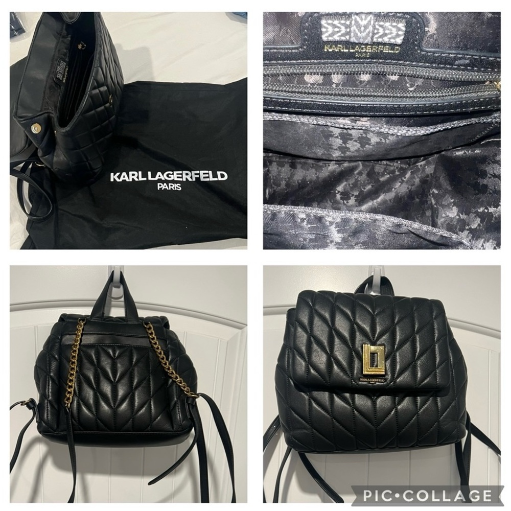 Karl Lagerfeld Black Quilted Backpack
